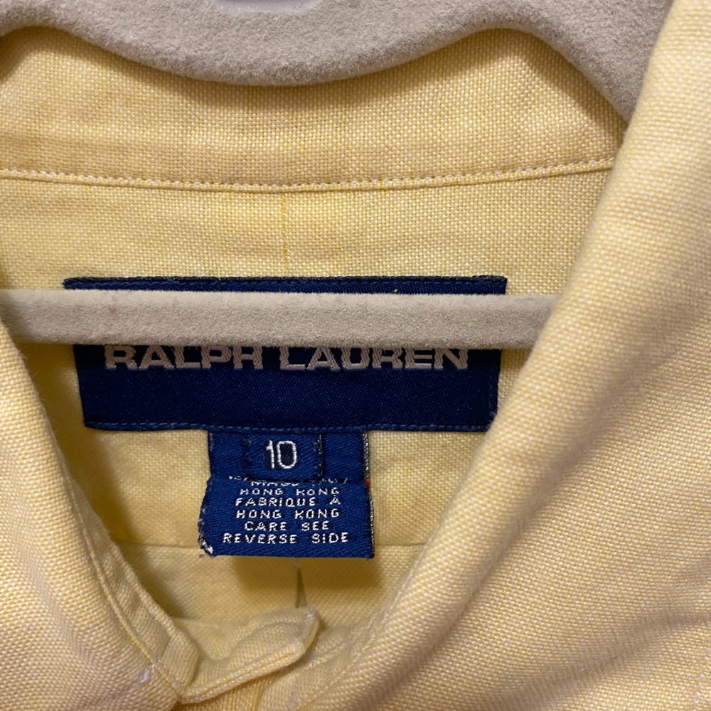 Mans Ralph Lauren pale yellow long sleeve button down shirt size 10 beau… - Picture 8 of 13